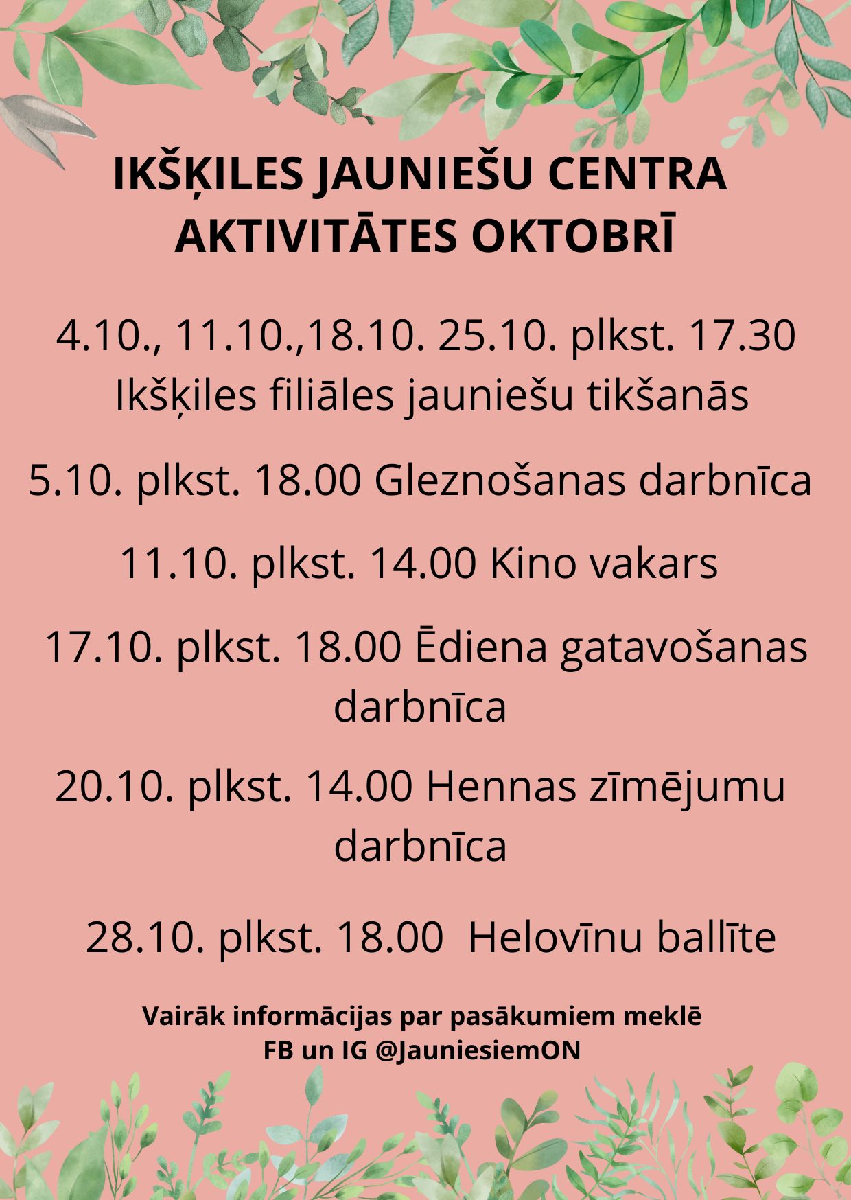 Jauniešu centra aktivitātes