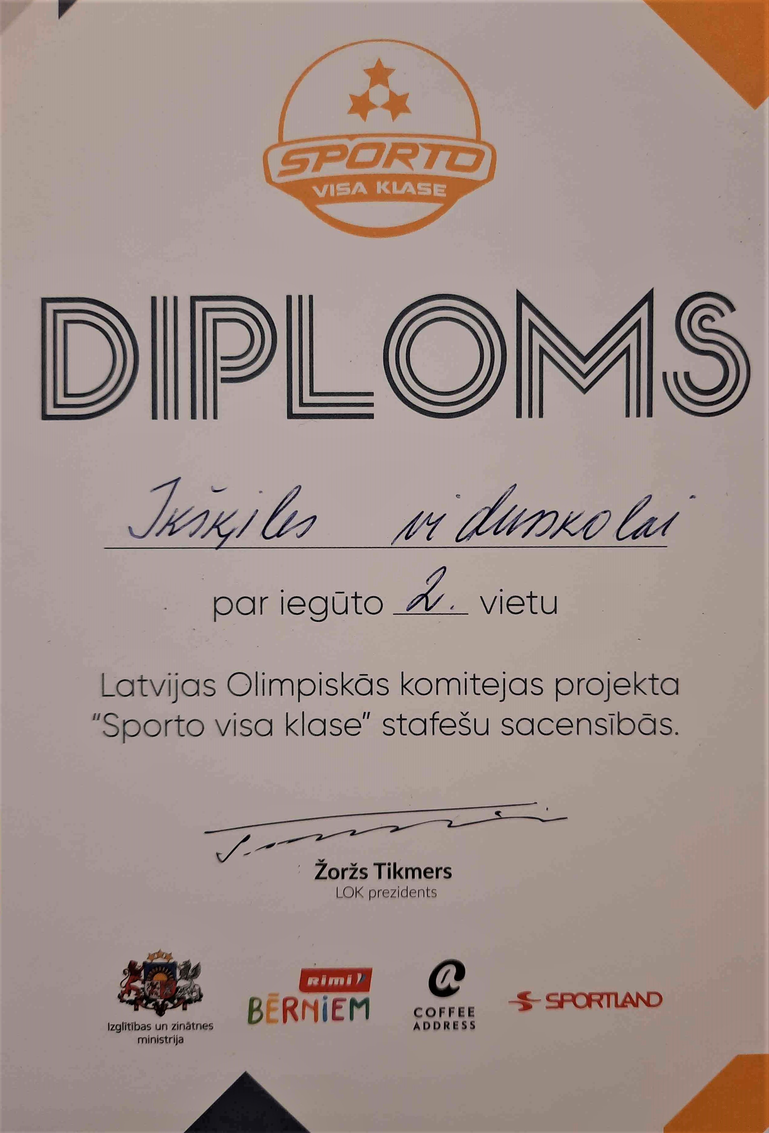 Sporto visa klase diploms