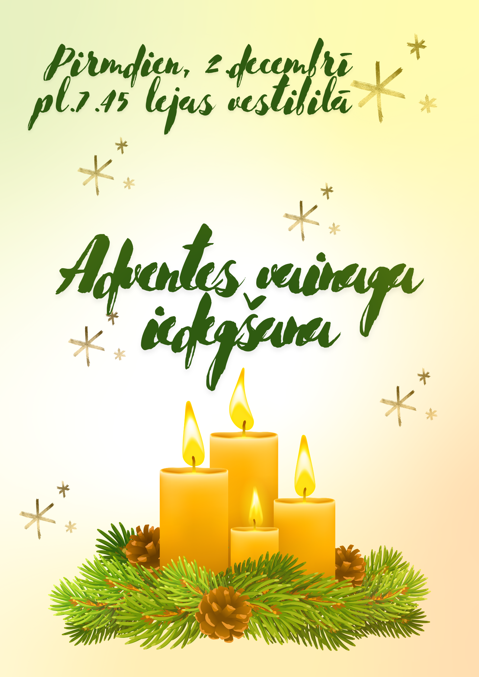 Adventes vainaga sveces iedegšana